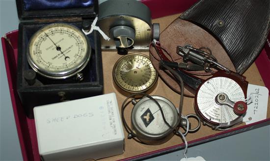 Temco Art Deco plated electric clock, Dobbie McInnes Speed Indicator (cased), a Nivellator and 3 other items (6)